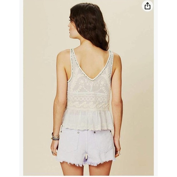 FREE people embroidered beaded top sz med - Picture 2 of 7